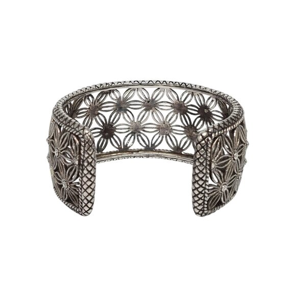 Andrea Candela Sterling Silver 18KT Diamond Flower Tesoro Cuff Bracelet #22551 - Picture 3 of 10